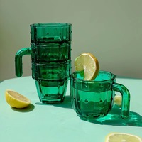 Juego de Tazas de Té de Vidrio Verde con Diseño de Cactus, 220 ml, Decoración Ecológica para el Hogar, Taza Plegable Creativa, Resistente al Viento y al Agua