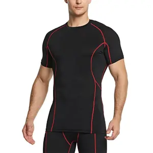 <b>Men</b> Compression Tops Running Shirt Short Sleeve T-shirt Quick Dry <b>Base</b> <b>Layer</b> Top for Gym Sports Fitness Workout - Product Image 1