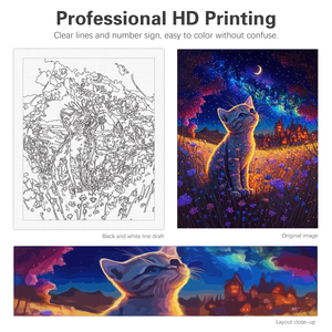 Pittura per adulti facile <span class=keywords><strong>da</strong></span> <span class=keywords><strong>te</strong></span> con numeri Starter Kit con pennelli acrilici stampati animali gatto immagine paesaggio stile europeo - Product Image 5