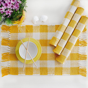 Vente en gros de napperon de salle à manger en coton élégant, motifs de table à carreaux lavables personnalisés, style coréen imperméable pour les mariages - Product Image 5