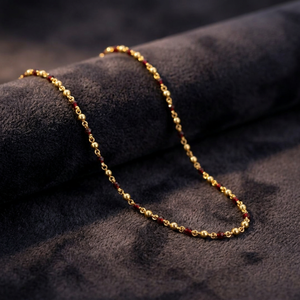 Long Traditional 925 Sterling Silver Red Beads Gold Plated Link Carmella Chain Pendant <b>Necklace</b> For Women Wholesale Bulk Product - Product Image 2