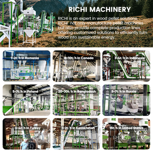 Ligne de production de granulés de bois RICHI 10t 15t 5t 2t par heure - Ligne de production de granulés de bois à haute efficacité, clé en main - Product Image 4