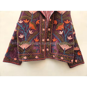 Indian Women's Boho Chic <b>Vintage</b> Style Regular Winter Jacket Trending Handmade Suzani Embroidery Velvet Quilted Autumn Cotton - Product Image 2