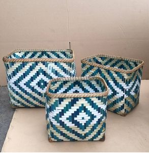 Eco Friendly Bamboo Weaving <b>Basket</b> Set Portable Household <b>Storage</b> Bin for Fruit <b>Vegetables</b> and Bathroom Items Wholesale Price - Product Image 2
