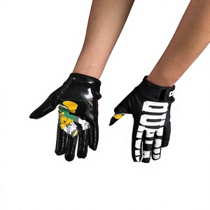 Gants de football américain personnalisés avec imprimé canard, couleur noire, vêtements de sport, protection des mains, gants de football américain avec imprimé en silicone - Product Image 1