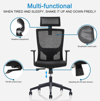 Chaise de bureau ergonomique moderne avec support lombaire en maille respirante, appui-tête réglable en hauteur, certifiée BIFMA, garantie de 2 ans