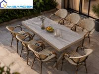 Fauteuil d'extérieur empilable et portable en tissu imperméable, style bistro français, avec accoudoirs en aluminium imitation bois, pour jardin, plage et villa