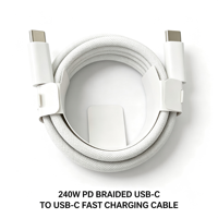 Câble USB-C vers USB-C 240W, Cordon de Charge Rapide Tressé Type C pour MacBook, iPhone 15, Samsung Galaxy, iPad, Ordinateurs Portables