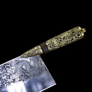 Manche en cuivre forgé à la main chinois évidé couteau à trancher tranchant en acier inoxydable coupe de viande couteau de chef couteau cadeau - Product Image 3