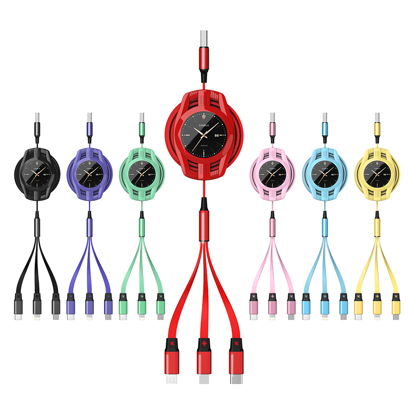 New Hot Sell Three In One Cable Micro Usb Watch Shape Usb Extension Cable Mobile Charger Cable 3 In 1