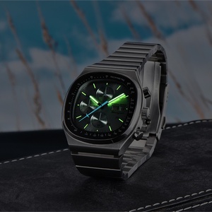 Hruodland New F022 Retro Quartz Chronograph Men <b>Watches</b> Sapphire Glass Blue <b>Black</b> Stainless Steel Fashion Dress Wristwatch - Product Image 3