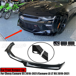 Pour Camaro SS 2016-2021/Camaro LS LT RS 2019-2021, lèvre de pare-chocs avant, séparateur, spoiler, noir mat, noir brillant, aspect carbone - Product Image 1