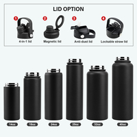Bouteille d'eau sport 32 oz personnalisable avec logo, faible MOQ, en acier inoxydable à double paroi avec couvercle anti-poussière à poussoir et paille intégrée