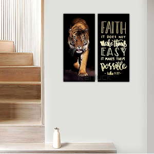 ชุดภาพพิมพ์บนผ้าใบลายศิลปะภาพวาดสีน้ำมัน 2 ชิ้น ลายเสือ ความเข้มแข็ง ความศรัทธา ทำให้เป็นไปได้ ขนาด 30x60 ซม. พิมพ์ดิจิทัล ขายดี - Product Image 5