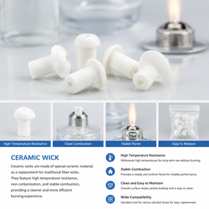 Mèche en céramique résistante aux hautes températures Degao pour lampe à alcool, flamme stable, noyau en porcelaine pour remplacement de lampe à alcool de laboratoire - Product Image 2