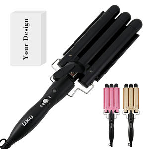 <span class=keywords><strong>Fer</strong></span> à boucler électrique portable avec écran LCD, 2 niveaux de chauffe rapide, <span class=keywords><strong>fer</strong></span> à friser à 3 barils en céramique pour cadeau - Product Image 1