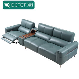 أريكة مضغوطة زاوية حديثة قابلة للتخصيص 3 مقاعد زرقاء مع أثاث جلد حقيقي - Product Image 3