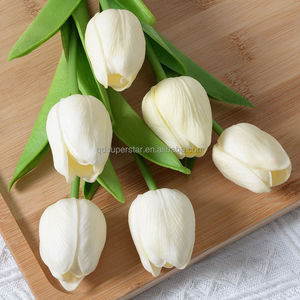 C-136 <span class=keywords><strong>Flores</strong></span> <span class=keywords><strong>Artificiales</strong></span> de Alta Calidad, Tulipán Individual, Estilo Moderno, Decoración para el Hogar con Diseño Floral de Látex de Tacto Real, Blanco - Product Image 6