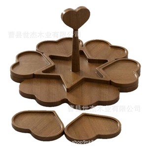 Plateau en bois pour fruits et en-cas, 8 à 11 compartiments, forme irrégulière, plateau à dessert en bois massif verni pour table, utilisation dans le salon - Product Image 2