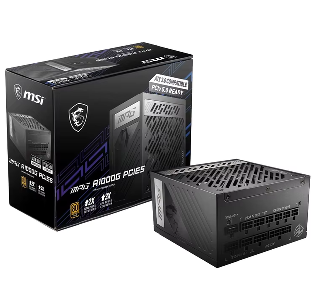 For M-SI MPG A1000G PCIE5 ATX 3.0 Full-Modular >1000W Gaming Desktop Power Supply 80 Plus Gold Certified 24pin Black ABS STOCK