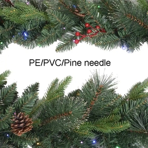 High Quality Ecofriendly 6ft PE PVC Pine Needles Artificial <strong>Prelit</strong> Pre-lit Green Christmas <strong>Garland</strong> - Product Image 5