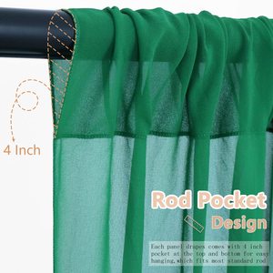 Rideaux de plafond rideaux transparents émeraude pour chambre à coucher auvent arc de mariage drapé tissu décors verts pour fête de réception - Product Image 2