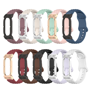 สายรัดซิลิโคนลายข้าวหลามตัดแบบ OEM พร้อมกันชนโลหะป้องกัน ใช้งานร่วมกับ Fitbit Air ได้ - Product Image 1