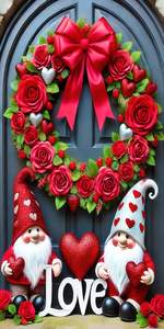 Bannière de <span class=keywords><strong>porte</strong></span> personnalisable pour la Saint-Valentin avec ballons et gnomes, décoration de fête pour la maison, mariages et célébrations - Product Image 3