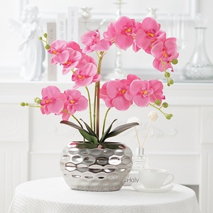 <strong>Artificial</strong> Phalaenopsis Silver Ceramic Pot Bonsai Set With Glue Feel Home Decoration <strong>Orchid</strong> Ornaments Fake Flower <strong>Potted</strong> Plants - Product Image 3