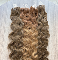 Extensions de cheveux 6D H6 Feather Hair, qualité salon, double trame, vierges, ondulation naturelle, couleur marron ombré, 100% cheveux humains véritables