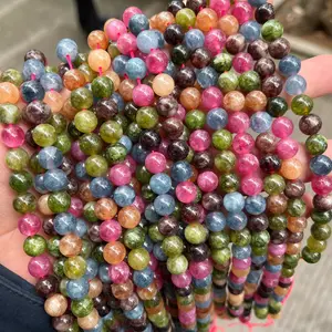 Wholesale 4-10mm colours multicolour Jade Optimize tourmaline Gemstone Stone Beads For Jewelry Making