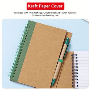 Cuadernos Espirales Personalizados B6/A5 con Bolígrafos, Impresión de 60 Hojas, Cuadernos para Estudiantes, Cuaderno Espiral de Papel Kraft - Product Image 3