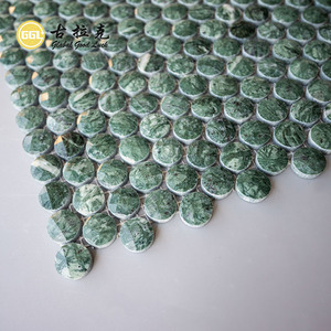 Mosaïque <span class=keywords><strong>de</strong></span> carreaux <span class=keywords><strong>de</strong></span> marbre vert à motif percé 3D pour mur intérieur <span class=keywords><strong>de</strong></span> salon <span class=keywords><strong>de</strong></span> thé design - Product Image 5