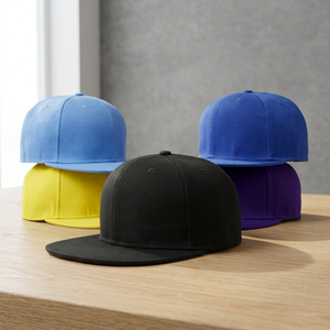 Unisex 6-Panel Snapback Cap Solid Color Cotton <b>Flat</b> Brim Street Style <b>Hat</b> for Adults Casual Wear 58-60CM - Product Image 4