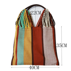 Mới phong cách thời trang đầy màu sắc bộ lạc phong cách dân tộc Tote túi phụ nữ nóng bán vải bông Bohemia Túi xách - Product Image 6