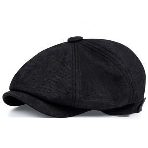 Berretto Ottagonale Vintage Britannico in Lino Stile <span class=keywords><strong>Peaky</strong></span> <span class=keywords><strong>Blinders</strong></span>, Cappello Newsboy Traspirante per Teste Grandi - Product Image 2