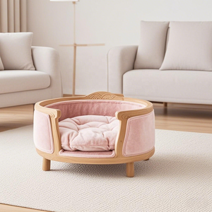 Cama ortopédica para gatos pequeña de madera maciza, cueva en Rosa suave, lavable con patrón de animales, características extraíbles para perros y gatos pequeños - Product Image 1