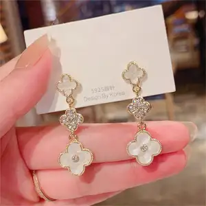 Long Four Leaf clover High Grade and Elegant necklace bracelet earrings ring set for women