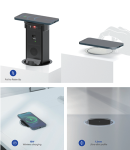 SINOAMIGO Enchufe Elevador Eléctrico con Cargador Inalámbrico de 15W Personalizado para UE/RU, 2 Tomas de Corriente con Carga Rápida USB PD de 20W, Material de Vidrio - Product Image 4