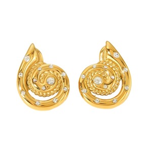 ต่างหูแบบติดหู ชุบทอง 18k ดีไซน์มุกเกลียว รูปทรงเรขาคณิต ใส่ได้ทุกวัน - Product Image 5