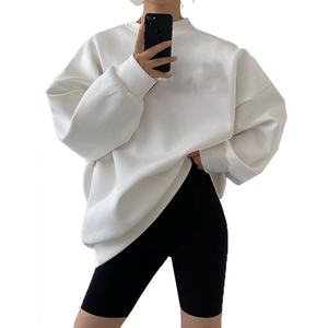 Sweat-shirt à capuche personnalisé pour femme, 100% coton, quart de manche, respirant, chaud, pull-over, couleur unie, manches longues, capuche seau - Product Image 1