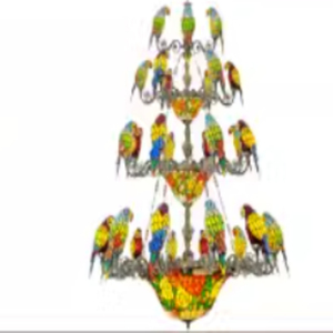 <span class=keywords><strong>Lampadario</strong></span> a sospensione con cesto di rose in vetro colorato, decorazione con pappagalli, luci a sospensione per hall di hotel - Product Image 1