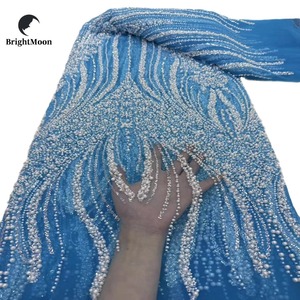 럭셔리 레드 튤 메쉬 자수 레이스 패브릭 스팽글 여아 액세서리를위한 여성용 웨딩 파티를위한 새로운 페르시 네트 레이스 - Product Image 5