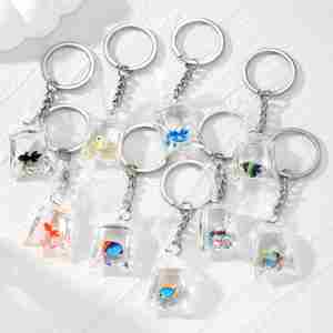 Creative Water Bag Fish Pendant Key Chain Tropical Fish Transparent Resin <b>Backpack</b> Pendant Keychain for Aquarium Promotion - Product Image 1