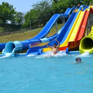 Parc d'attractions décontracté Long et droit, diapositives en fibre de verre à vendre, collection