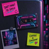 Individueller Cyberpunk Neon Metall Kühlschrankmagnet Hartemaille Retro Kassetten-TV Boombox Souvenir-Magnet mit Logo-Verpackung