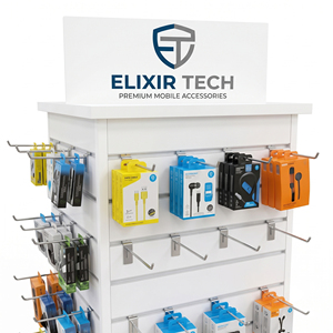 Espositore Girevole in Metallo Personalizzato - Stand Rotante a 4 Lati <span class=keywords><strong>su</strong></span> Ruote per Accessori per Telefoni Cellulari - Product Image 2