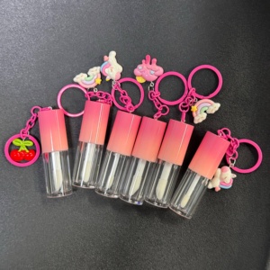 Tùy Chỉnh Gradient Màu Bàn Chải Lớn Trong Suốt 4Ml 6Ml Lip Gloss Ống Nhựa Vòng Rỗng Lip Gloss Container Với Móc Chìa Khóa - Product Image 2