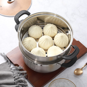 Stainless Steel Double Layer <b>Steamer</b> Pot With Lid For Steaming Buns And Soup 304 Grade Kitchen Cooking Utensil - Product Image 1