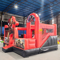 Castillo Inflable Personalizado con Temática de Superhéroes de PVC, Obstáculo Inflable para Fiestas en el Patio Trasero